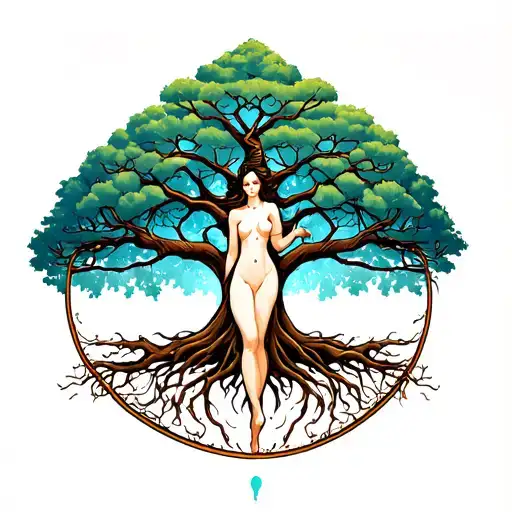 Tree Of Life With Body Shaped Like Woman