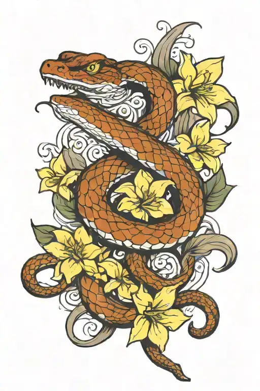 Snake With Daffodil