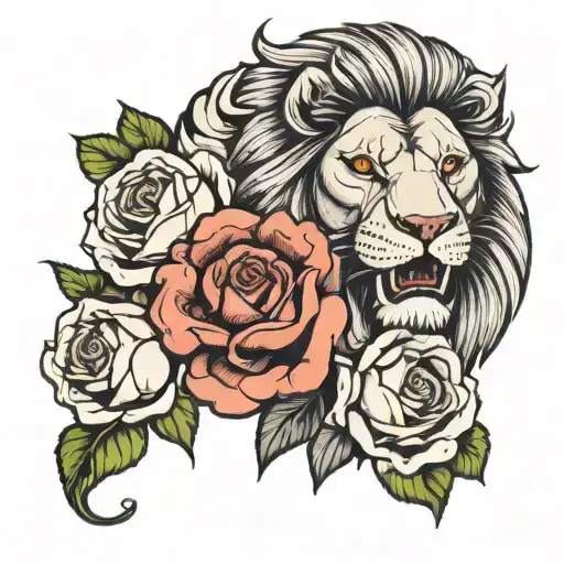 Roses And Lion Roaring