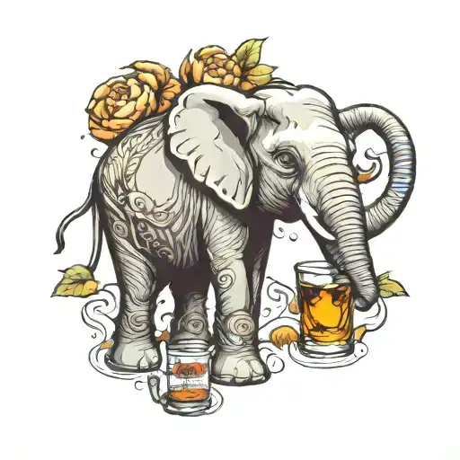 Elephant Drinking Jack Daniels