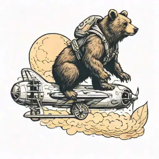 Bear Riding A Human On Top Of A Plane