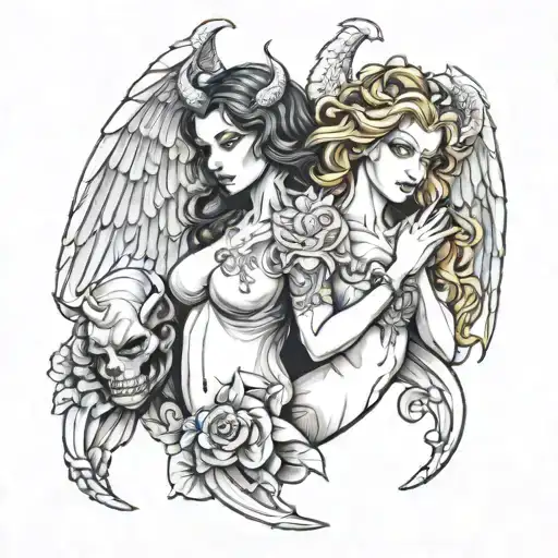 Female Angel And A Demon