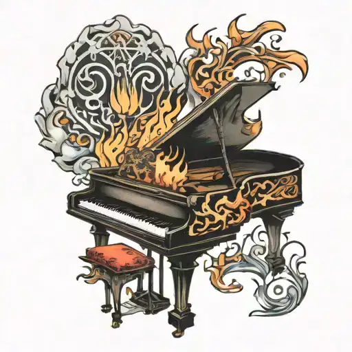 Piano On Fire Surrounded