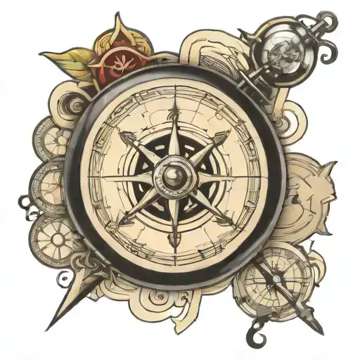 Biker Map With Compass Rose Intertwined