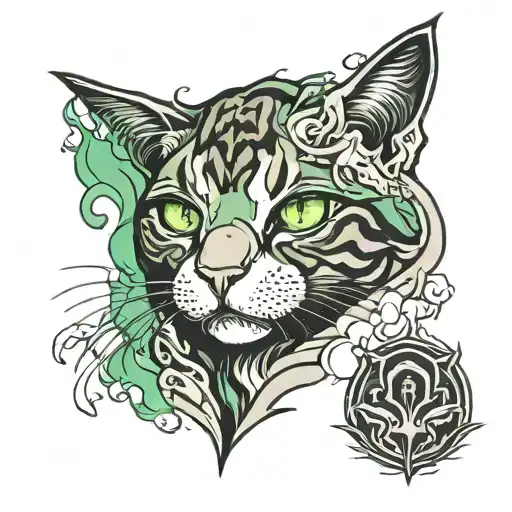 Green Eyed Tabby Cat In Smokes