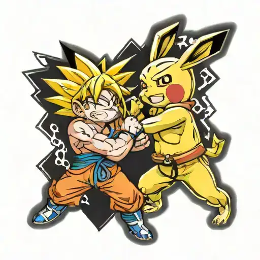 Bagarre San Goku Contre Pikachu Pokemon