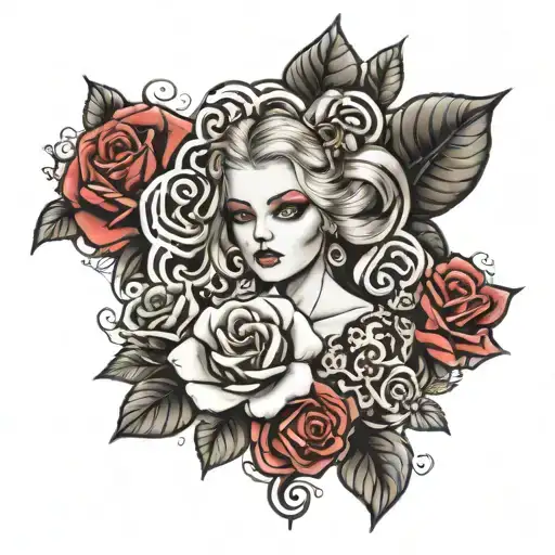 Marie Gothic And Rose Drawing