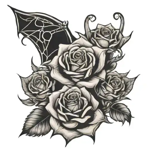Gothic Contruc And Rose Drawing
