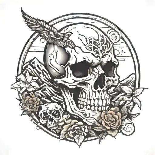 Skull Surrounded My Mountain Range