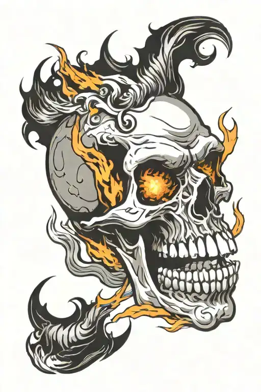 Skull With Fire Coming From Mouth And Eyes Looking