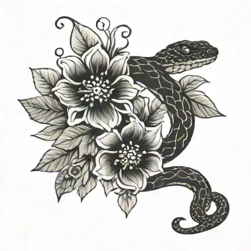 Snake And Flower Intertwined