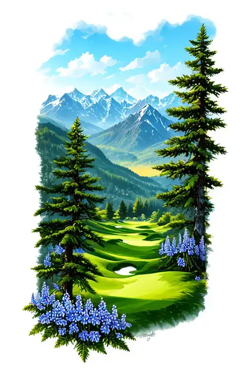 Golf Course Landscape Mountains Pine Trees Larkspur Rolling Holls