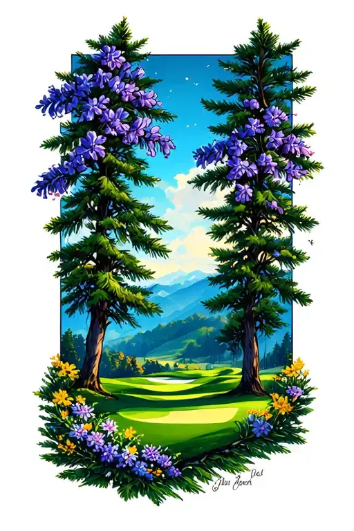 Golf Course Landscape Pine Trees Larkspur Rolling Hills
