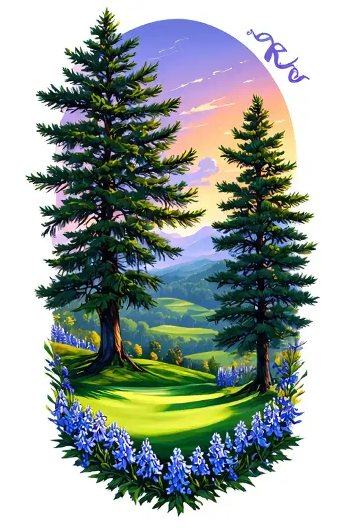 Golf Course Landscape Pine Trees Larkspur Rolling Hills