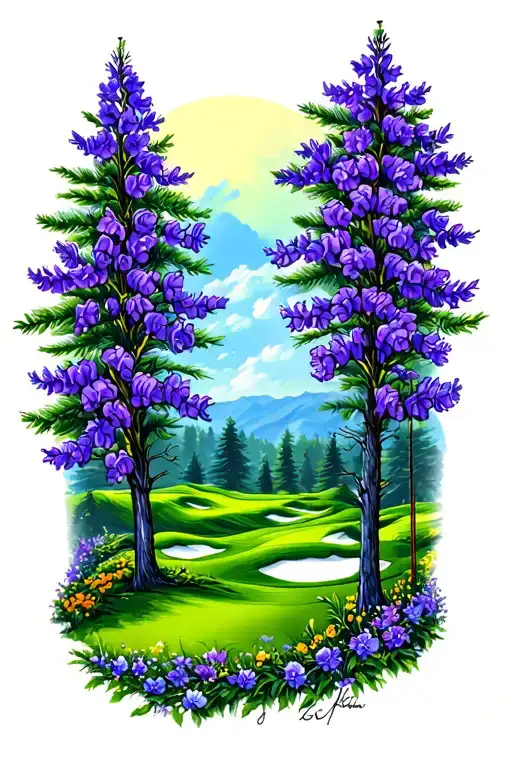 Golf Course Landscape Pine Trees Larkspur Rolling Hills