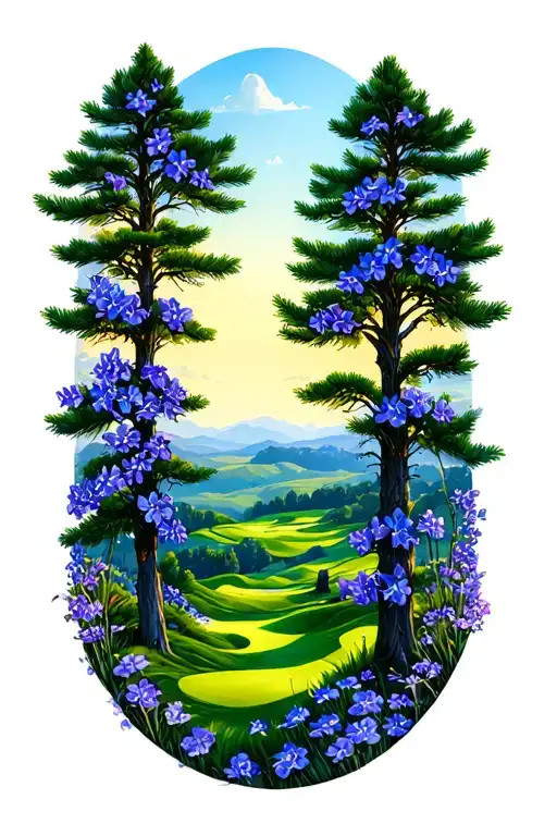 Golf Course Landscape Pine Trees Larkspur Rolling Hills