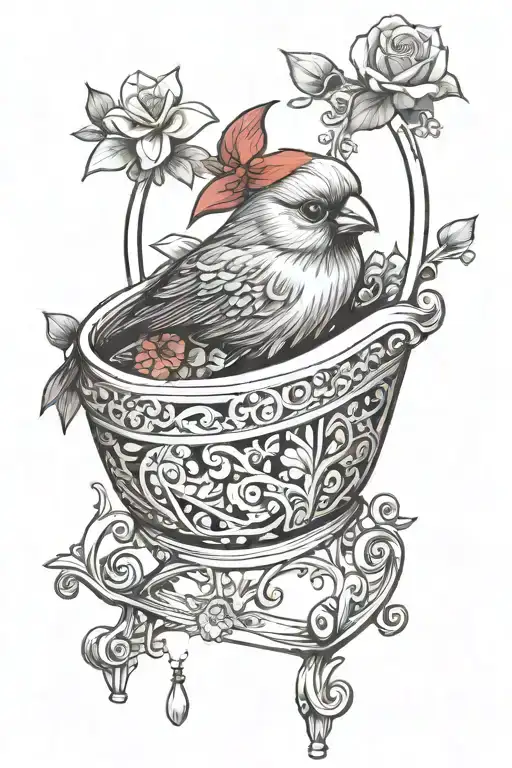 Baby Cradle And Cardinal