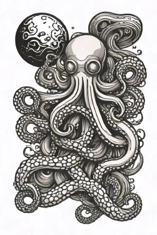 Octopus Holding Spaceman Floating