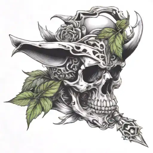 Skull And Roses With A D20 Dice