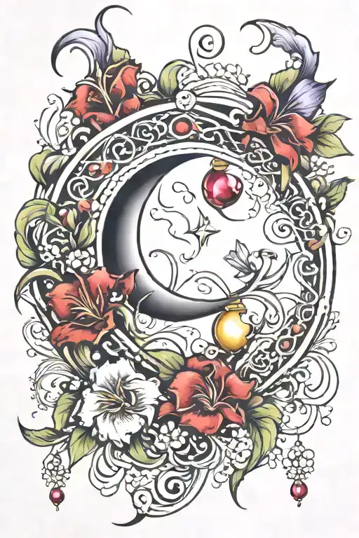 Crescent Moon With Rubies And Irises Wrapping