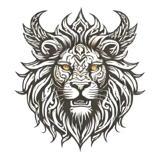 Tribal Tattoos With Lion Head