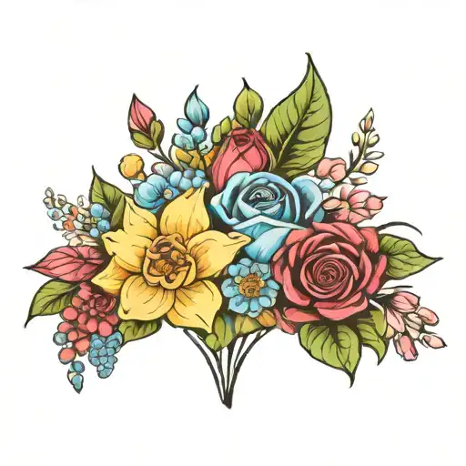 Flower Bouquet Of Birth Months April March June And September