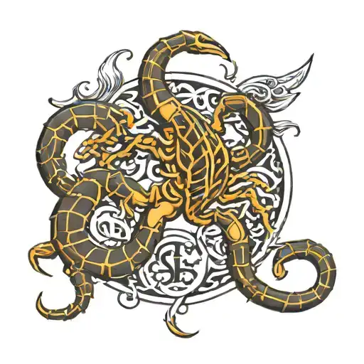 Initials Intertwined With A Scorpion Intertwined