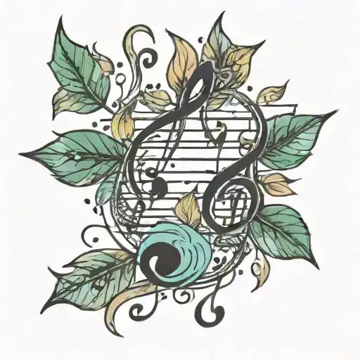 Music Notes And Rain And Leaves Intertwined