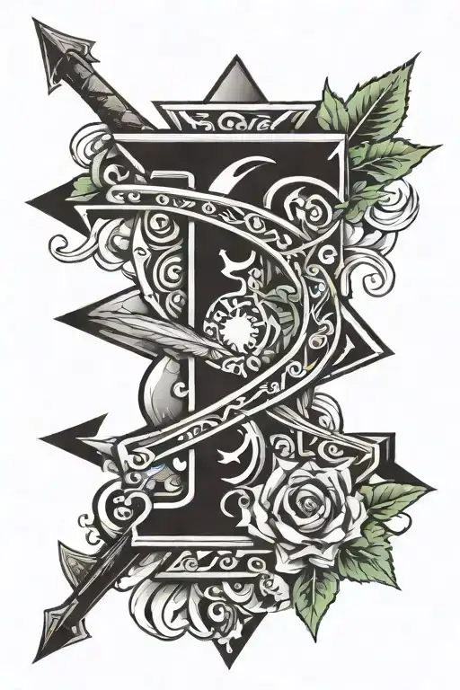 Broken Number 3 With 3 Arrow Going Thru