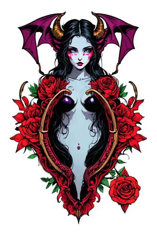 Symmetrical Succubus Womb Tattoo For The Initial S