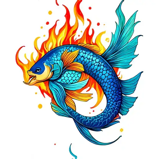 Pisces With Fire Signs Intertwined