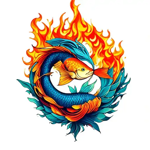 Pisces Surrounded By Fire
