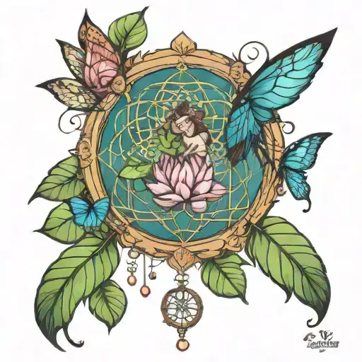 Fairy Lotus Flower Dream Catcher Tree Of Life