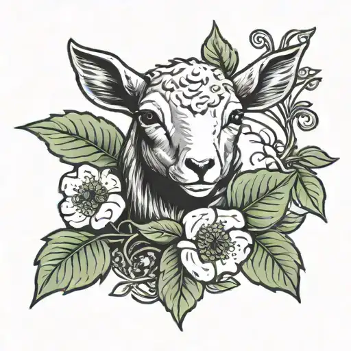 Tattoo Banner With Fig Leaf A Lamb And A Worm
