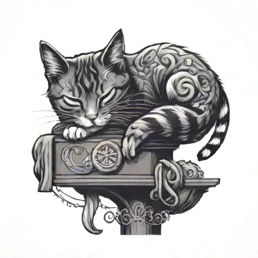 Cat Sleeping On Cat Tree