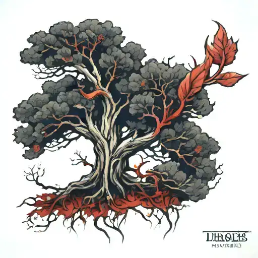 Game Of Thrones Weirwood Tree With Red Leaves Blowing