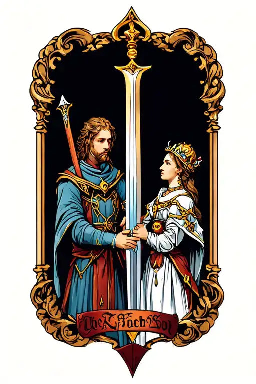 Medieval Being Knighted By Princess With Sword