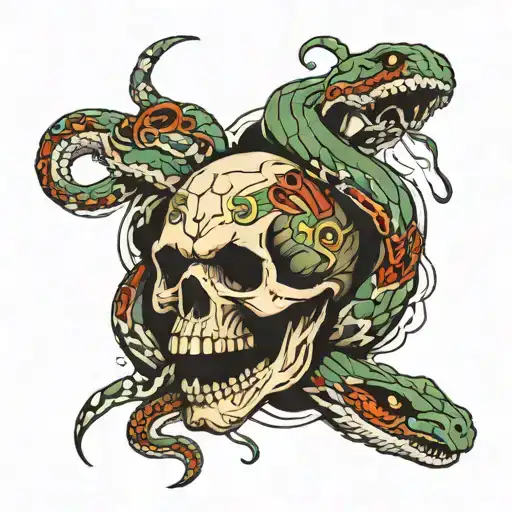 With Snake And Skull