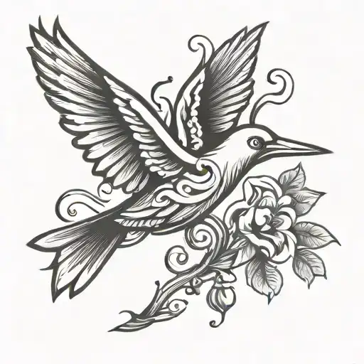 Letter T With A Flying Bird