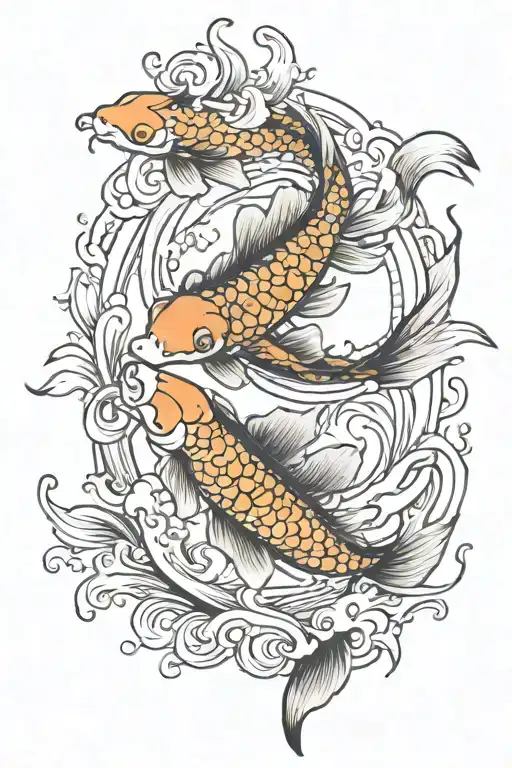 Koi Fish Swimming Upstream
