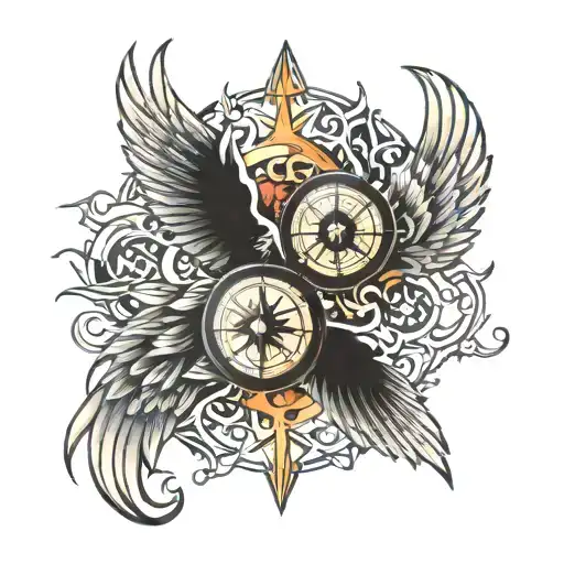 Compass And Phoenix Rising Phoenix Wings