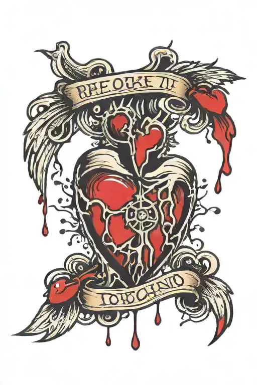 Broken Heart Dripping Blood Saying No Chant