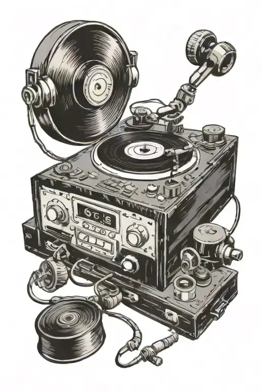 Record Player And Headphones Music