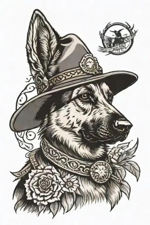 German Shepherd Wearing Cowboy