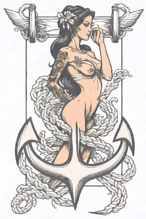 Hold Fast Nude Woman Anchor Intertwined