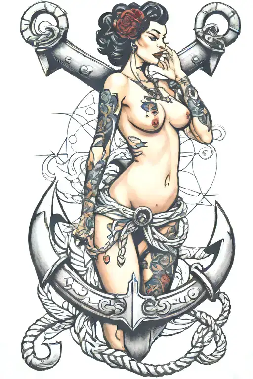 Hold Fast Nude Woman Anchor