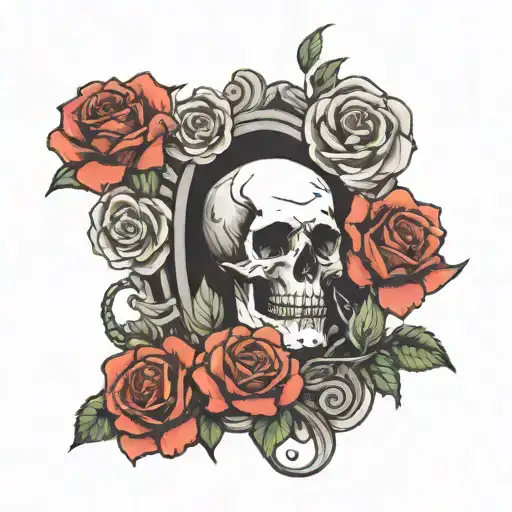 Grave Stone And Rose Intertwined