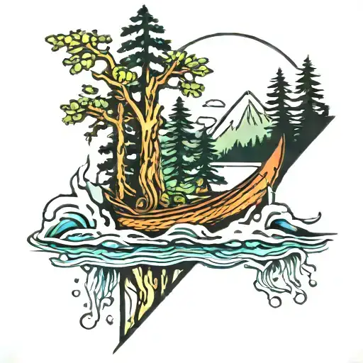 Canoe Mountain Trees Water