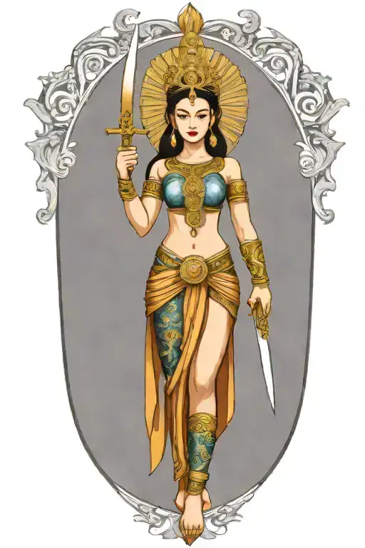 Thai Goddess Sword And Shield