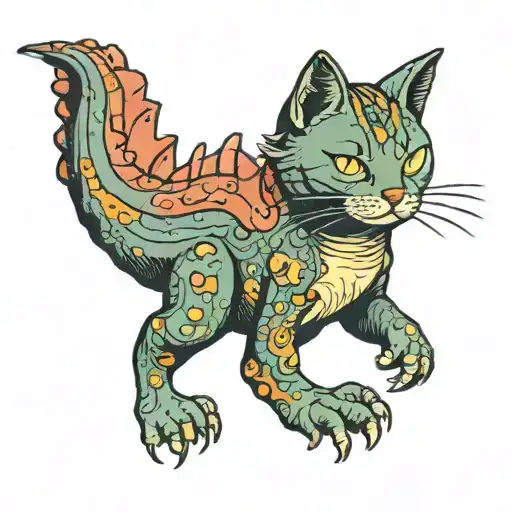 Cat Trying To Reach Through Small Narrow Space A Dinosaur